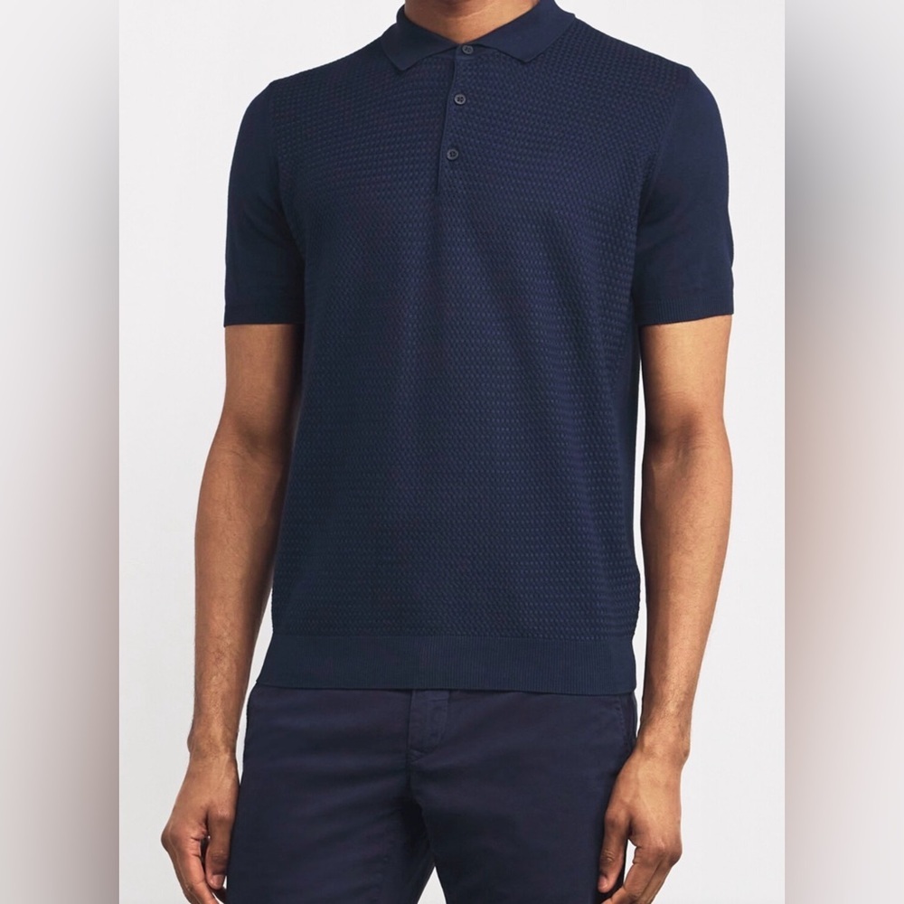 Rugby University Men's Textured Navy Polo Shirt